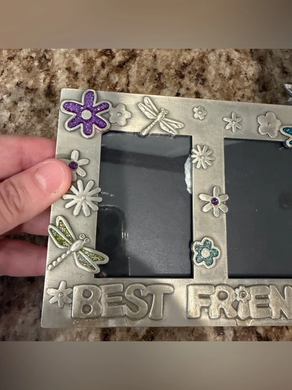 2 Vintage Y2K Best Friends Memories Metal Glitter Enamel 90s Picture Frames